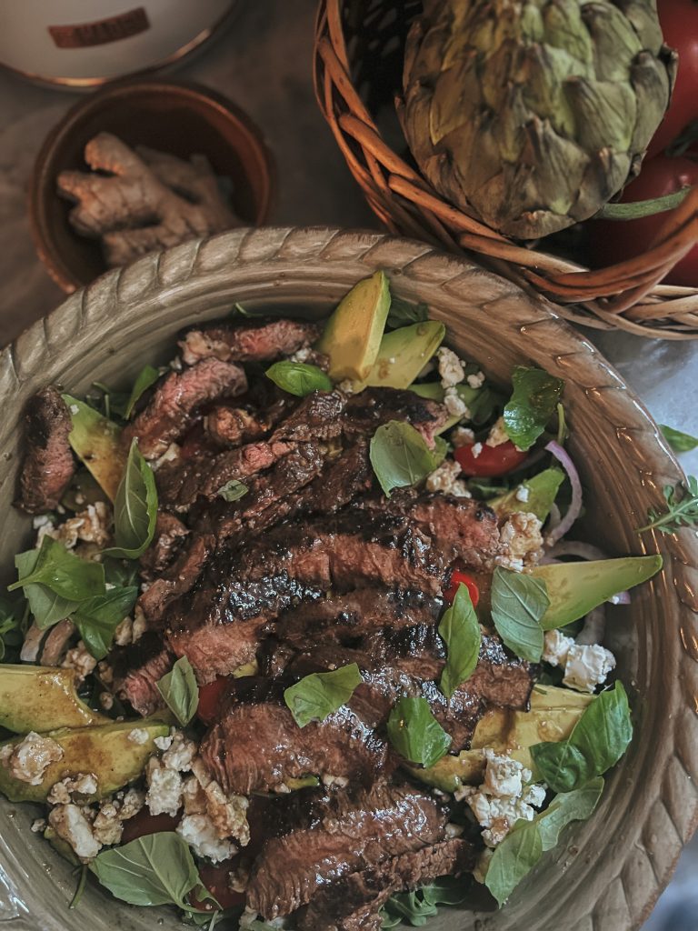 Steak Salad with Avocado, Tomato & Fresh Basil