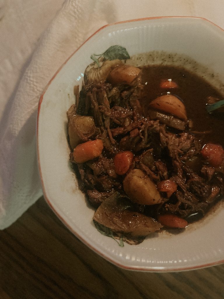 Apple Cider Braised Roast in a bowl