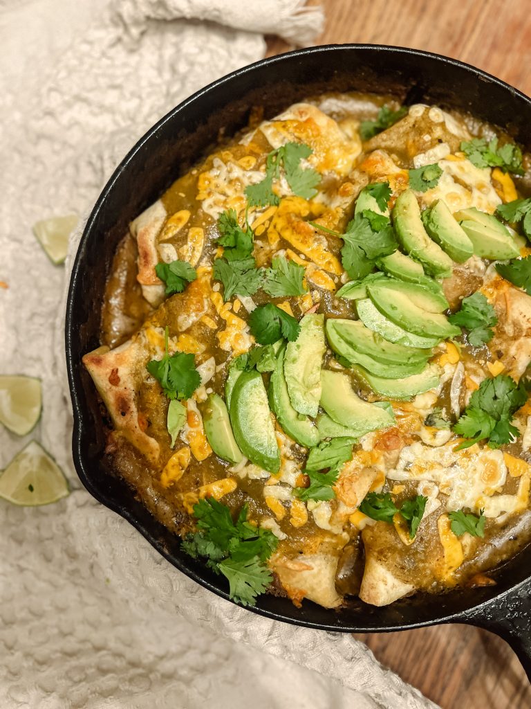 creamy chipotle chicken skillet enchiladas