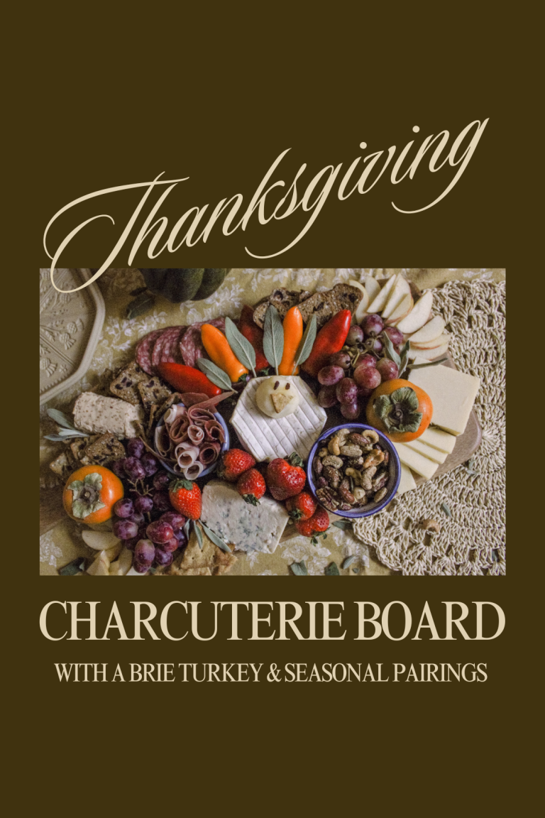 Thanksgiving Charcuterie Board with Brie Turkey and Seasonal Pairings