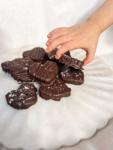 Peanut Butter Chocolate Hearts Homemade Reeses - Salted Season little hand grab